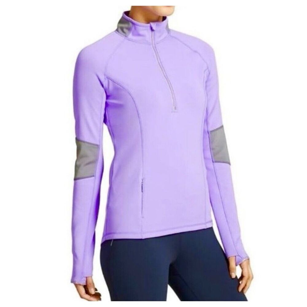 Athleta Lunar Half Zip Pullover‎ Long Sleeves Thumbholes Lilac Purple MEDIUM